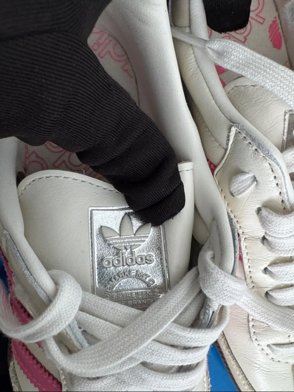 Womens Adidas Samba OG W Cream with Pink Stripes and Brown Sole - Picture 8 of 11
